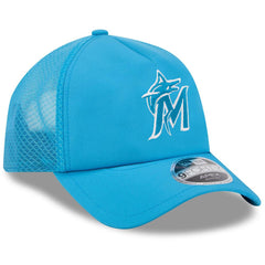 Miami Marlins 2026 Batting Practice Apex 9FORTY Adjustable Trucker Hat Blue | New Era