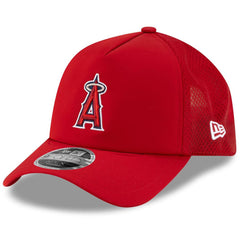Los Angeles Angels 2026 Batting Practice Apex 9FORTY Adjustable Trucker Hat Red | New Era