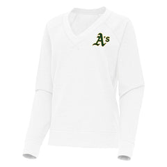Athletics Antigua Women's Varsity Tri-Blend V-Neck Long Sleeve T-Shirt White