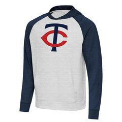 Minnesota Twins Antigua Urgent Pullover Hoodie Heather Navy/Gray