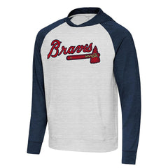 Atlanta Braves Antigua Urgent Pullover Hoodie Heather Navy/Gray