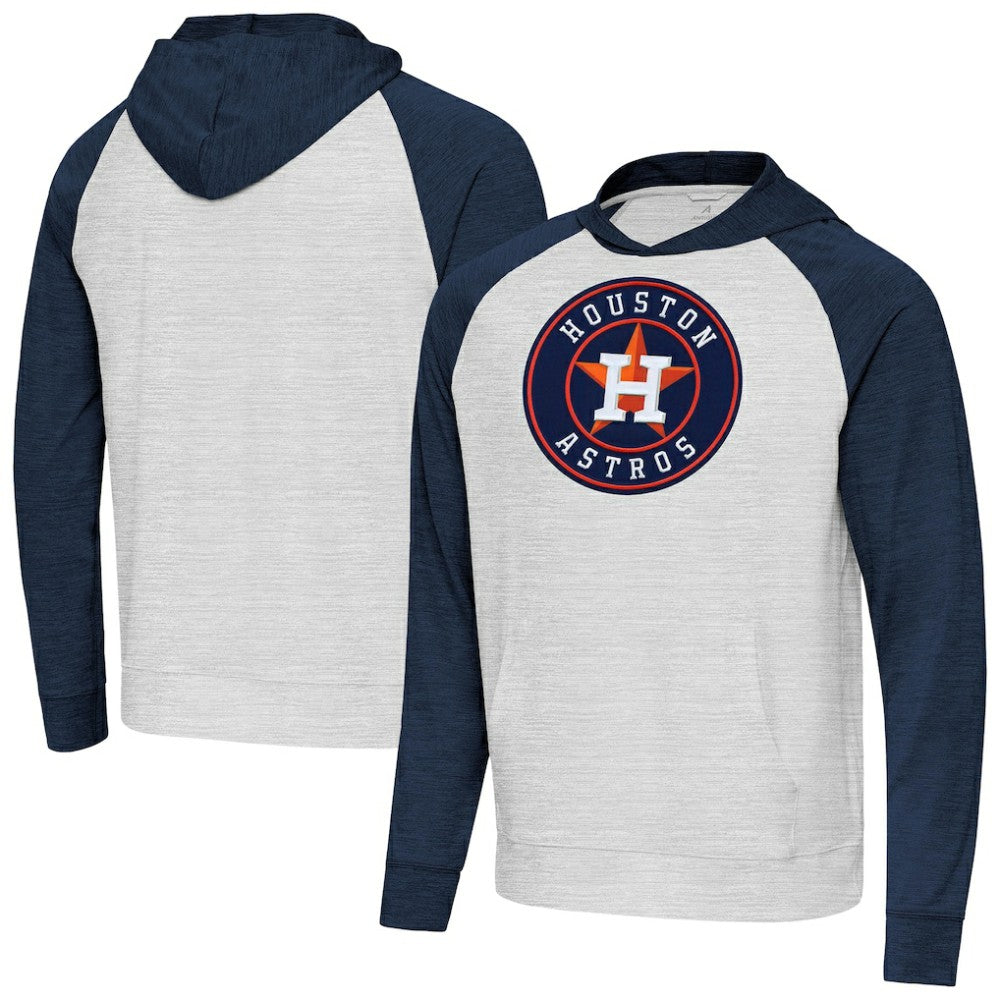 Houston Astros Antigua Urgent Pullover Hoodie Heather Navy/Gray