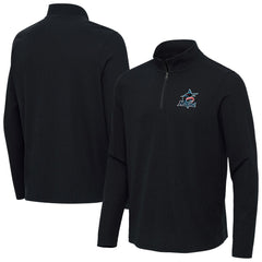Miami Marlins Antigua Sync Tri-Blend Quarter-Zip Pullover Heather Black