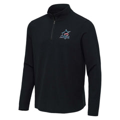 Miami Marlins Antigua Sync Tri-Blend Quarter-Zip Pullover Heather Black