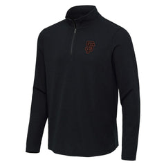 San Francisco Giants Antigua Sync Tri-Blend Quarter-Zip Pullover Heather Black