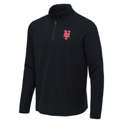 New York Mets Antigua Sync Tri-Blend Quarter-Zip Pullover Heather Black