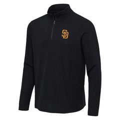 San Diego Padres Antigua Sync Tri-Blend Quarter-Zip Pullover Heather Black