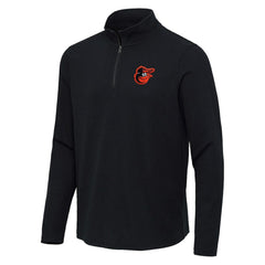 Baltimore Orioles Antigua Sync Tri-Blend Quarter-Zip Pullover Heather Black