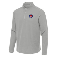 Chicago Cubs Antigua Sync Tri-Blend Quarter-Zip Pullover Heather Gray