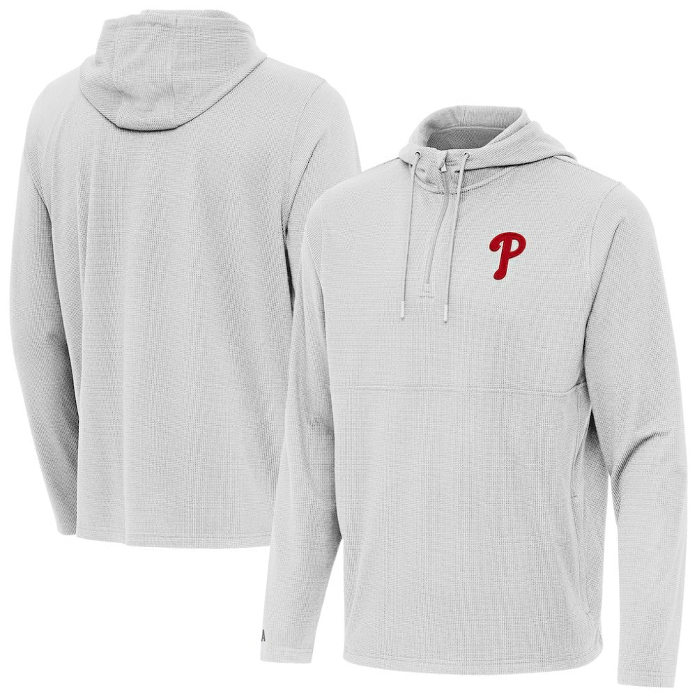 Philadelphia Phillies Antigua Connected Quarter-Zip Pullover Hoodie Gray
