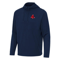 Boston Red Sox Antigua Connected Quarter-Zip Pullover Hoodie Navy