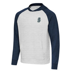 Seattle Mariners Antigua Urgent Pullover Hoodie Heather Navy/Gray