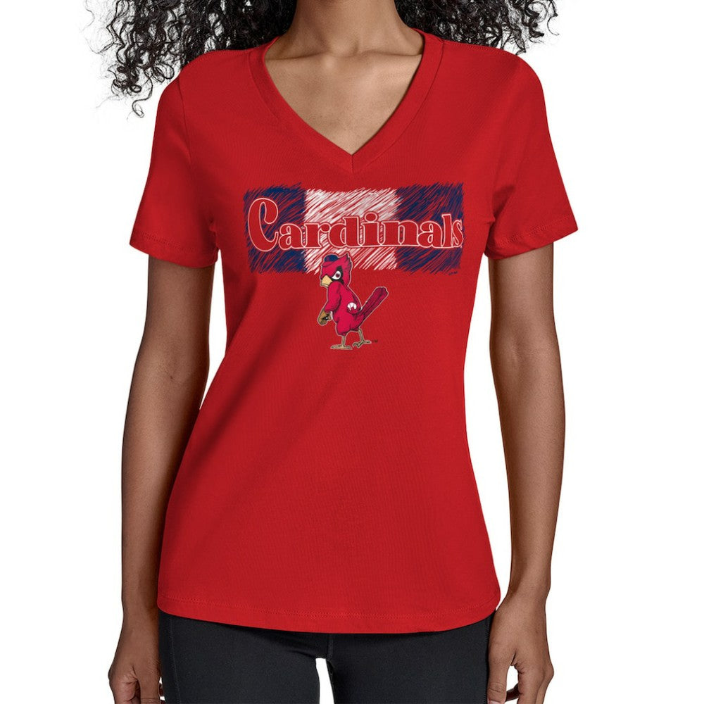 St. Louis Cardinals Starter Women's Team Color Shading V-Neck T-Shirt Red