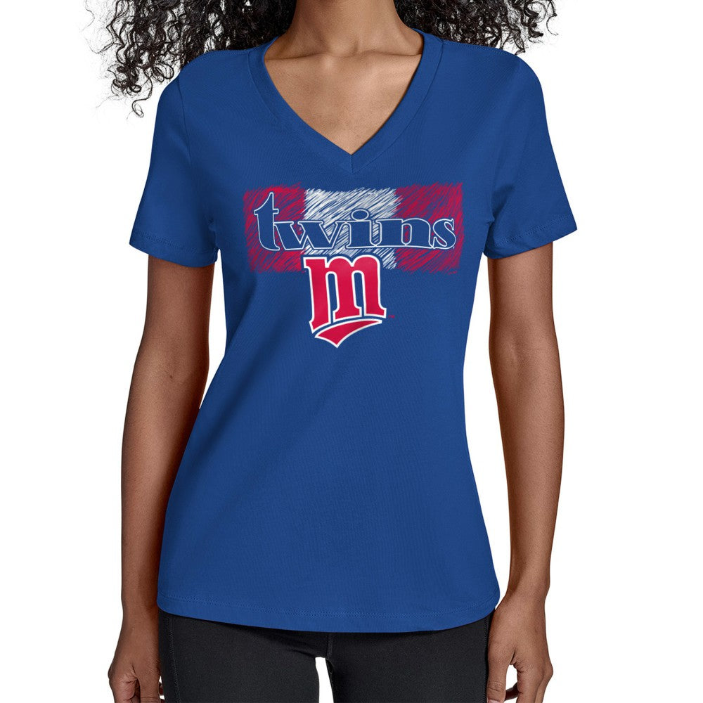 Minnesota Twins Starter Women's Team Color Shading V-Neck T-Shirt Royal