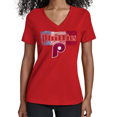 Philadelphia Phillies Starter Women's Team Color Shading V-Neck T-Shirt Red