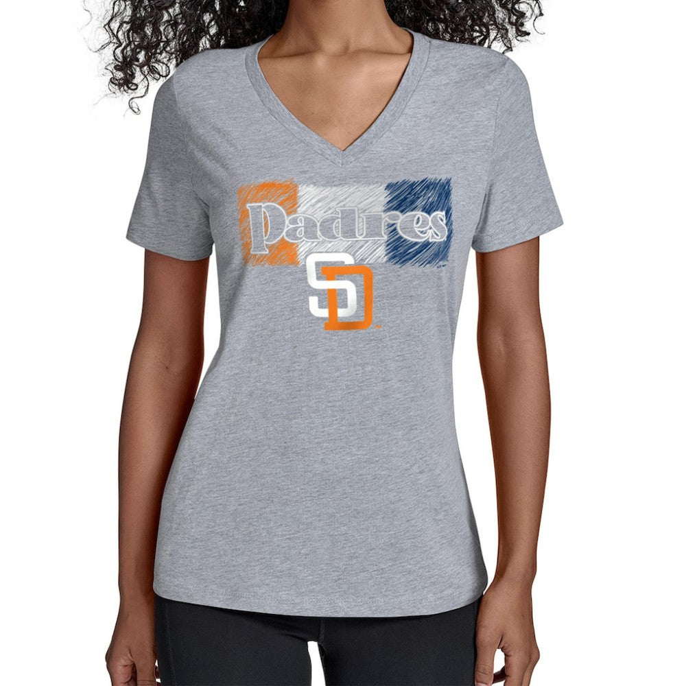 San Diego Padres Starter Women's Team Color Shading V-Neck T-Shirt Gray