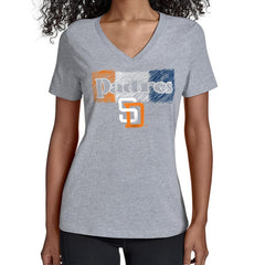 San Diego Padres Starter Women's Team Color Shading V-Neck T-Shirt Gray