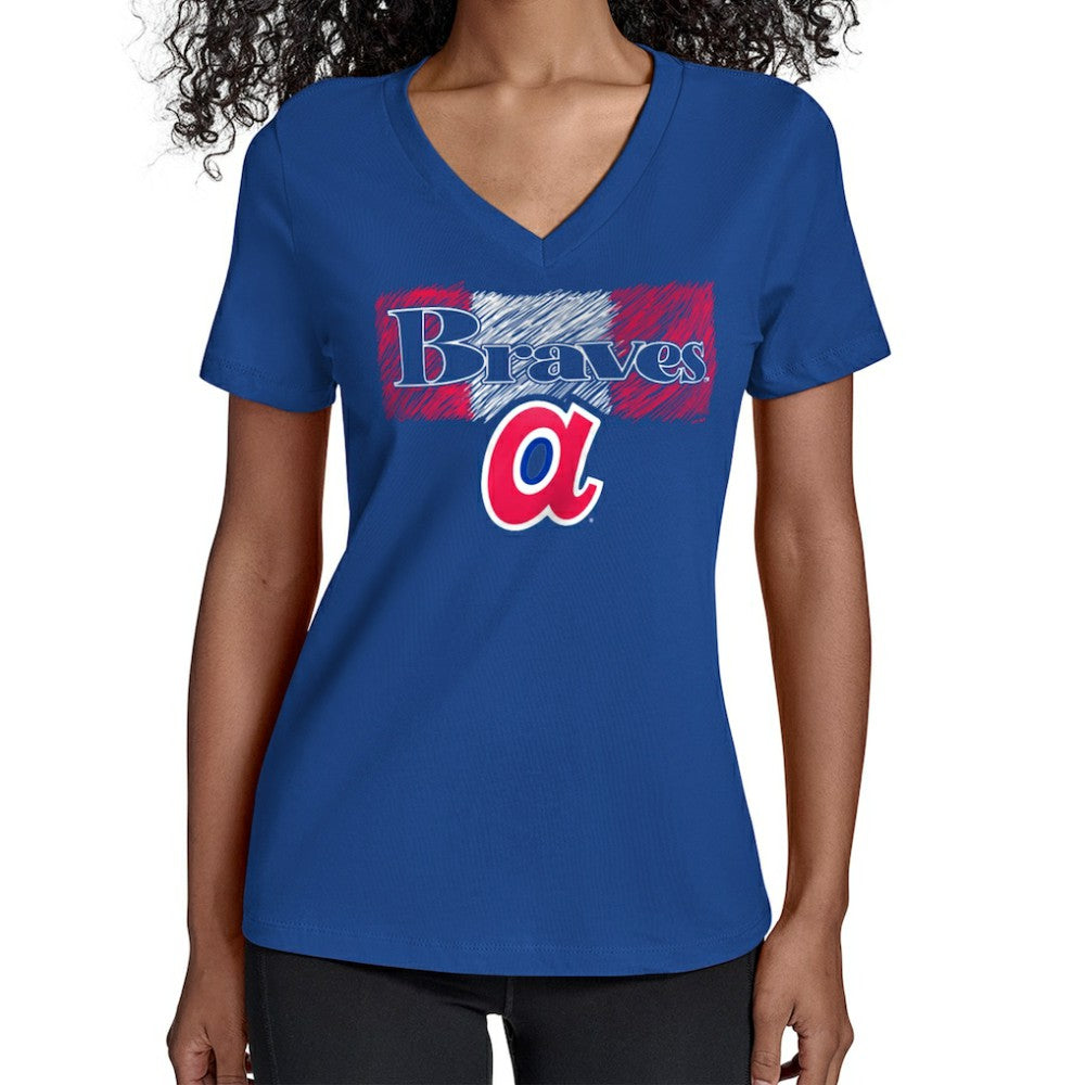Atlanta Braves Starter Women's Team Color Shading V-Neck T-Shirt Royal