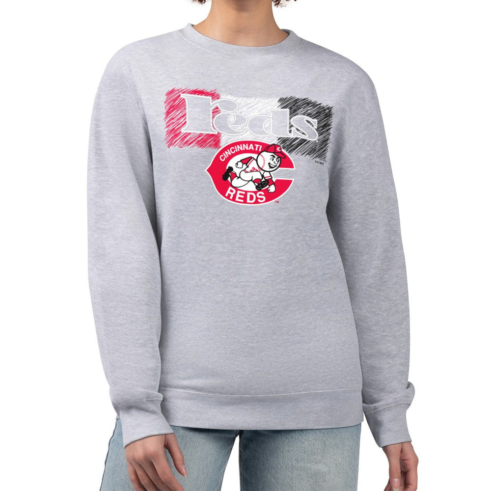 Cincinnati Reds Starter Women's Team Color Shading Fleece Pullover Sweatshirt Gray