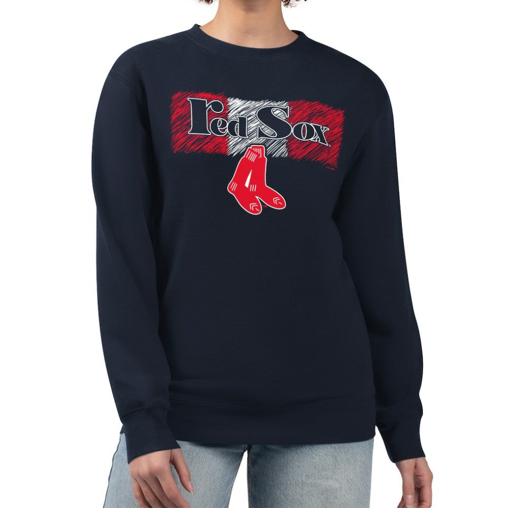 Boston Red Sox Starter Women's Team Color Shading Fleece Pullover Sweatshirt Navy