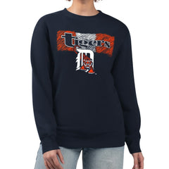 Detroit Tigers Starter Women's Team Color Shading Fleece Pullover Sweatshirt Navy