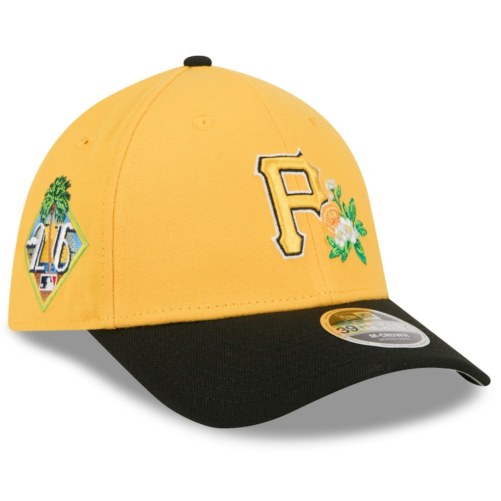 Pittsburgh Pirates 2026 Spring Training M-Crown 39THIRTY Flex Hat Gold/Black | New Era
