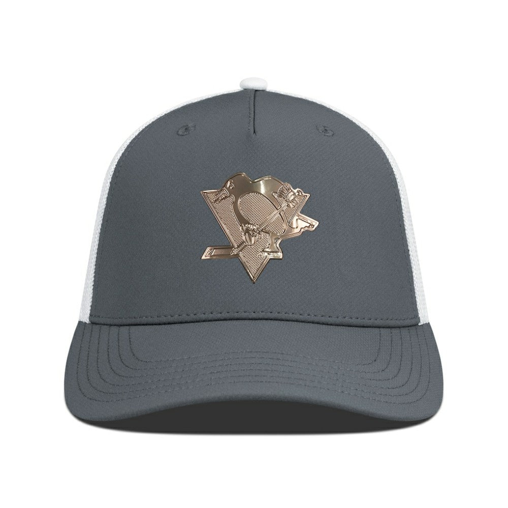 Pittsburgh Penguins Levelwear Signal Copper Insignia Trucker Adjustable Hat Charcoal/White