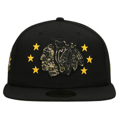 Chicago Blackhawks New Era Military Appreciation Digital Camo Stars 59FIFTY Fitted Hat Black