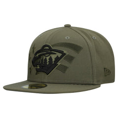Minnesota Wild New Era Military Appreciation Flag 59FIFTY Fitted Hat Olive