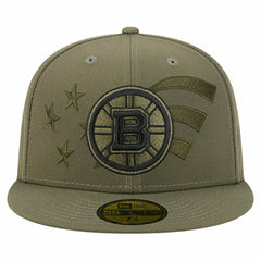 Boston Bruins New Era Military Appreciation Flag 59FIFTY Fitted Hat Olive