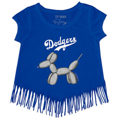 Los Angeles Dodgers Tiny Turnip Girls Youth Balloon Dog Fringe T-Shirt Royal