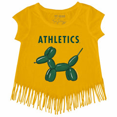 Athletics Tiny Turnip Girls Youth Balloon Dog Fringe T-Shirt Gold