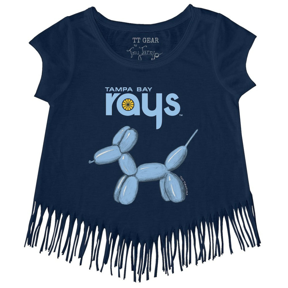 Tampa Bay Rays Tiny Turnip Girls Youth Balloon Dog Fringe T-Shirt Navy