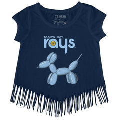 Tampa Bay Rays Tiny Turnip Girls Youth Balloon Dog Fringe T-Shirt Navy