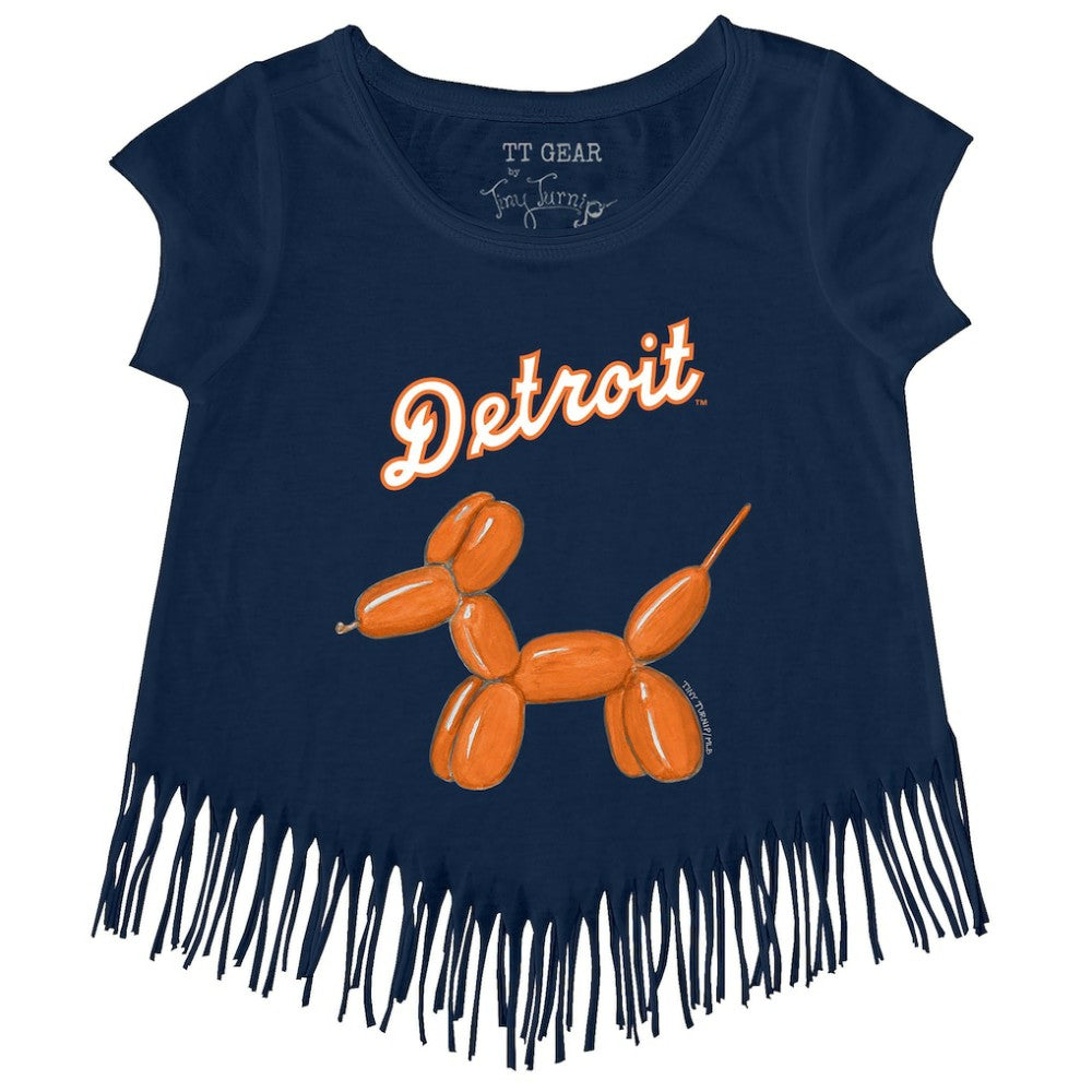 Detroit Tigers Tiny Turnip Girls Youth Balloon Dog Fringe T-Shirt Navy