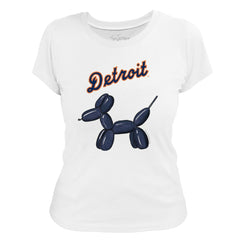 Detroit Tigers Tiny Turnip Women's Balloon Dog T-Shirt White