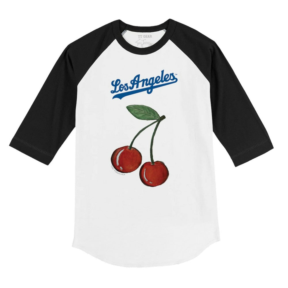 Los Angeles Dodgers Tiny Turnip Youth Cherries 3/4-Sleeve Raglan Baseball T-Shirt White