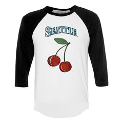 Seattle Mariners Tiny Turnip Women's Cherries 3/4-Sleeve Raglan Baseball T-Shirt White