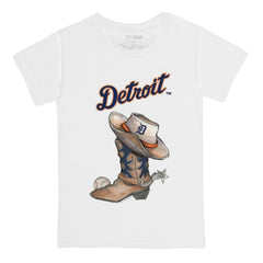 Detroit Tigers Tiny Turnip Youth Cowboy Boot T-Shirt White