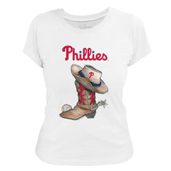 Philadelphia Phillies Tiny Turnip Women's Cowboy Boot T-Shirt White