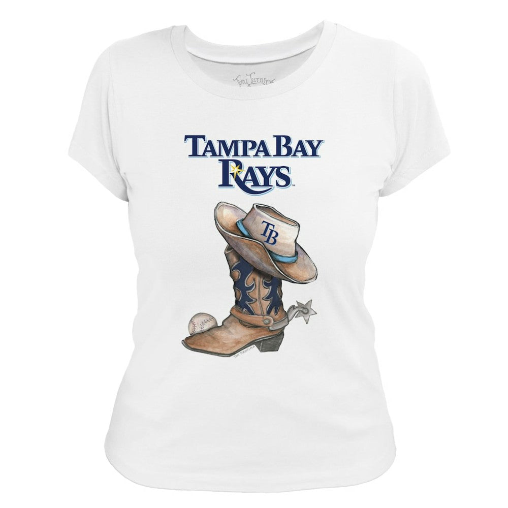 Tampa Bay Rays Tiny Turnip Women's Cowboy Boot T-Shirt White