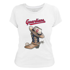 Cleveland Guardians Tiny Turnip Women's Cowboy Boot T-Shirt White