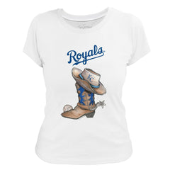 Kansas City Royals Tiny Turnip Women's Cowboy Boot T-Shirt White