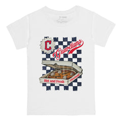 Cleveland Guardians Tiny Turnip Youth Pizza T-Shirt White