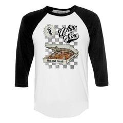 Chicago White Sox Tiny Turnip Women's Pizza 3/4-Sleeve Raglan Baseball T-Shirt White/Black