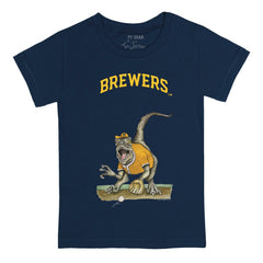Milwaukee Brewers Tiny Turnip Youth Velociraptor T-Shirt Navy