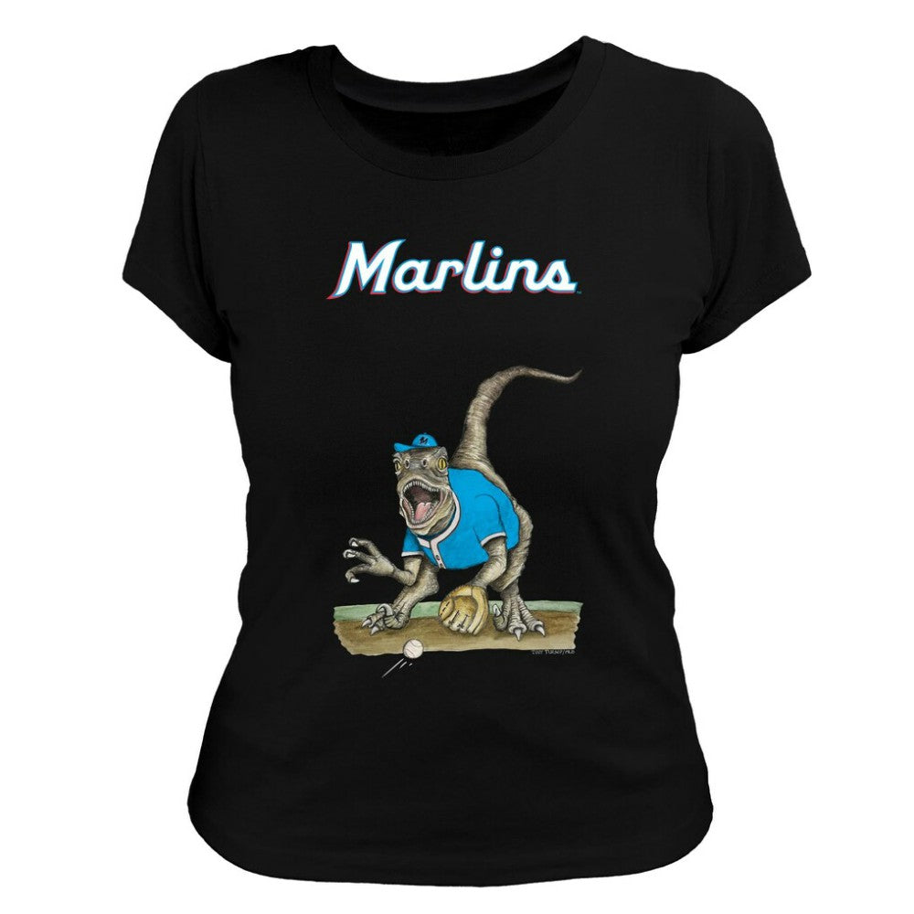 Miami Marlins Tiny Turnip Women's Velociraptor T-Shirt Black