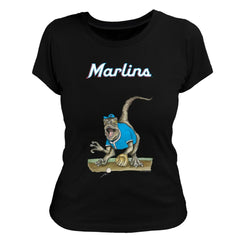 Miami Marlins Tiny Turnip Women's Velociraptor T-Shirt Black