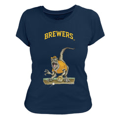 Milwaukee Brewers Tiny Turnip Women's Velociraptor T-Shirt Navy