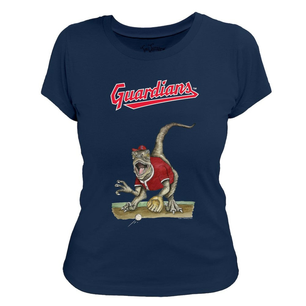 Cleveland Guardians Tiny Turnip Women's Velociraptor T-Shirt Navy